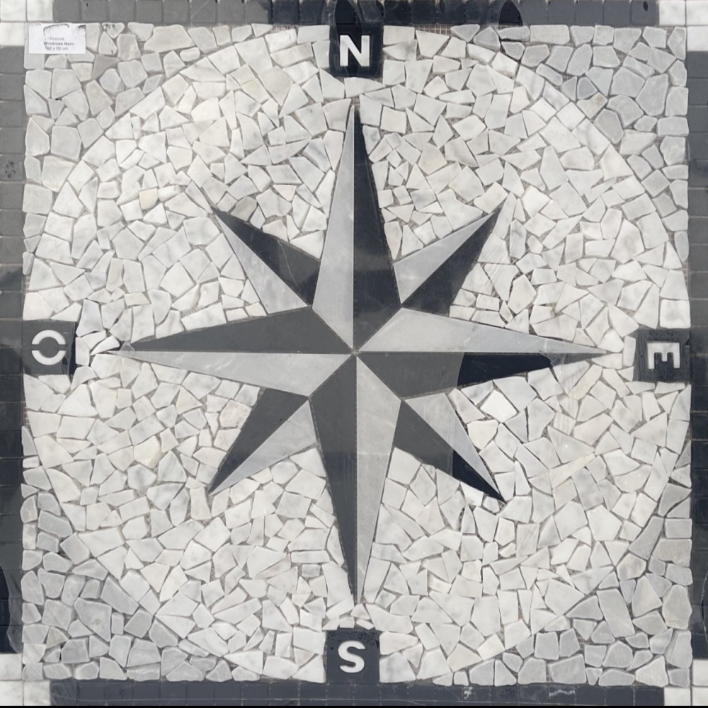 Rosone decorativo 66x66 Wind Rose Nero