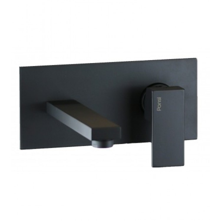 Miscelatore lavabo a muro Quadro Nero 18 cm 