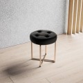 Pouf Tondo con piedi oro ecopelle nero h 45 cm