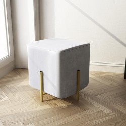 Pouf quadrato in velluto grigio 30x30