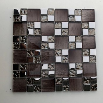 Mosaico su rete Legno Brown - 30x30 Cm