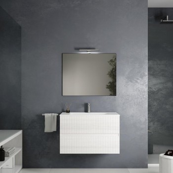 Mobile da bagno Cannettato bianco da 80 Cm